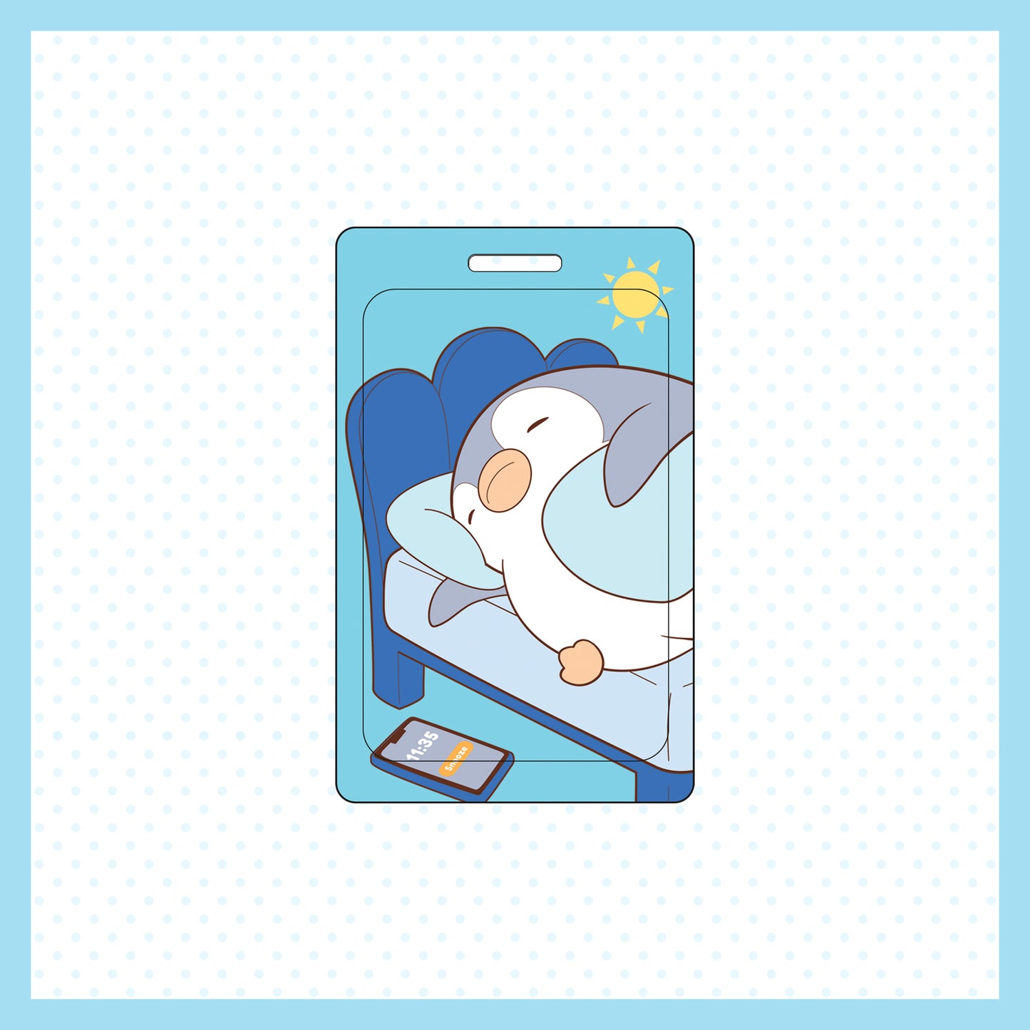 Beep Beep the Penguin Sleeping in Bed Card Case and Lanyard