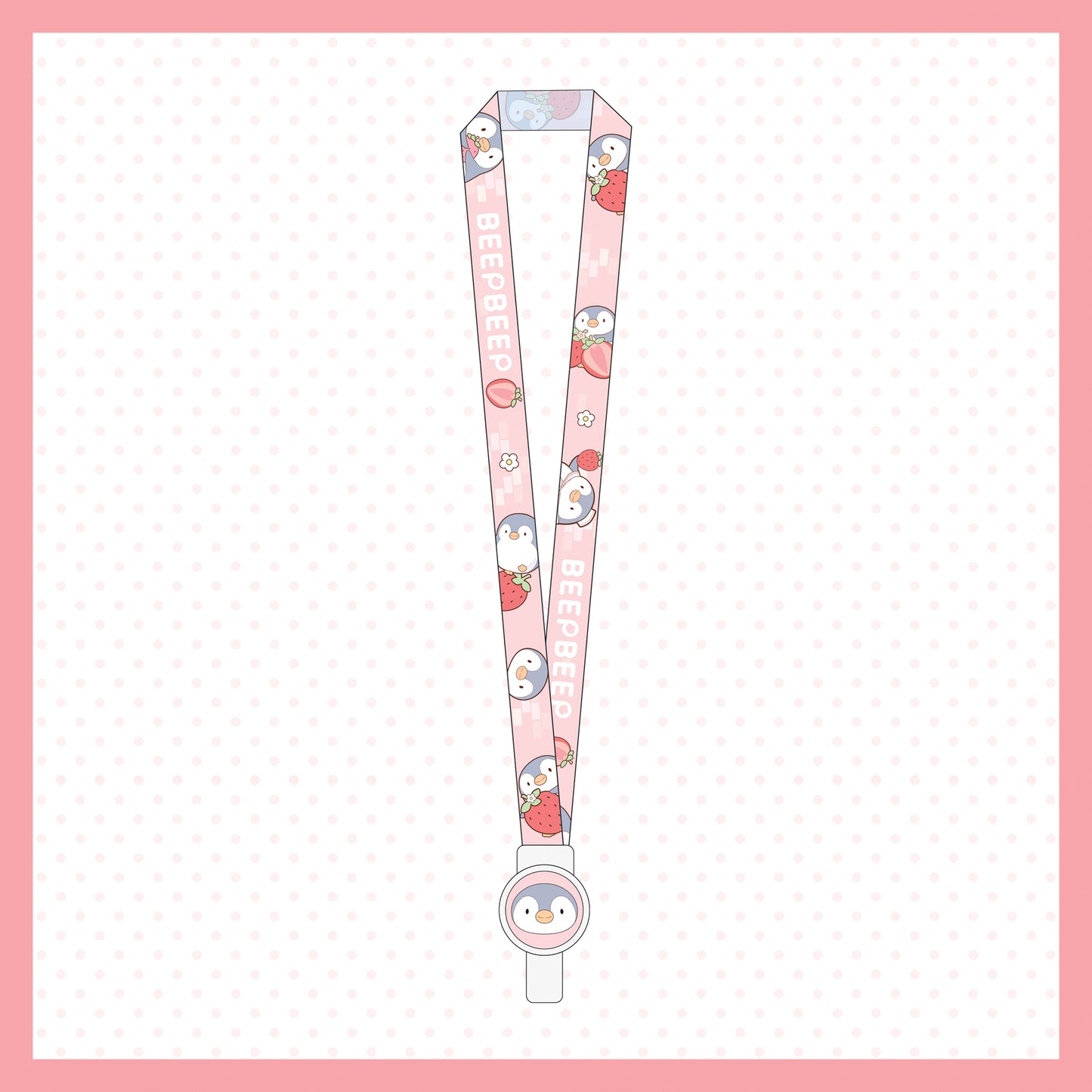 Beep Beep the Penguin Strawberry Harvest Card Case and Lanyard