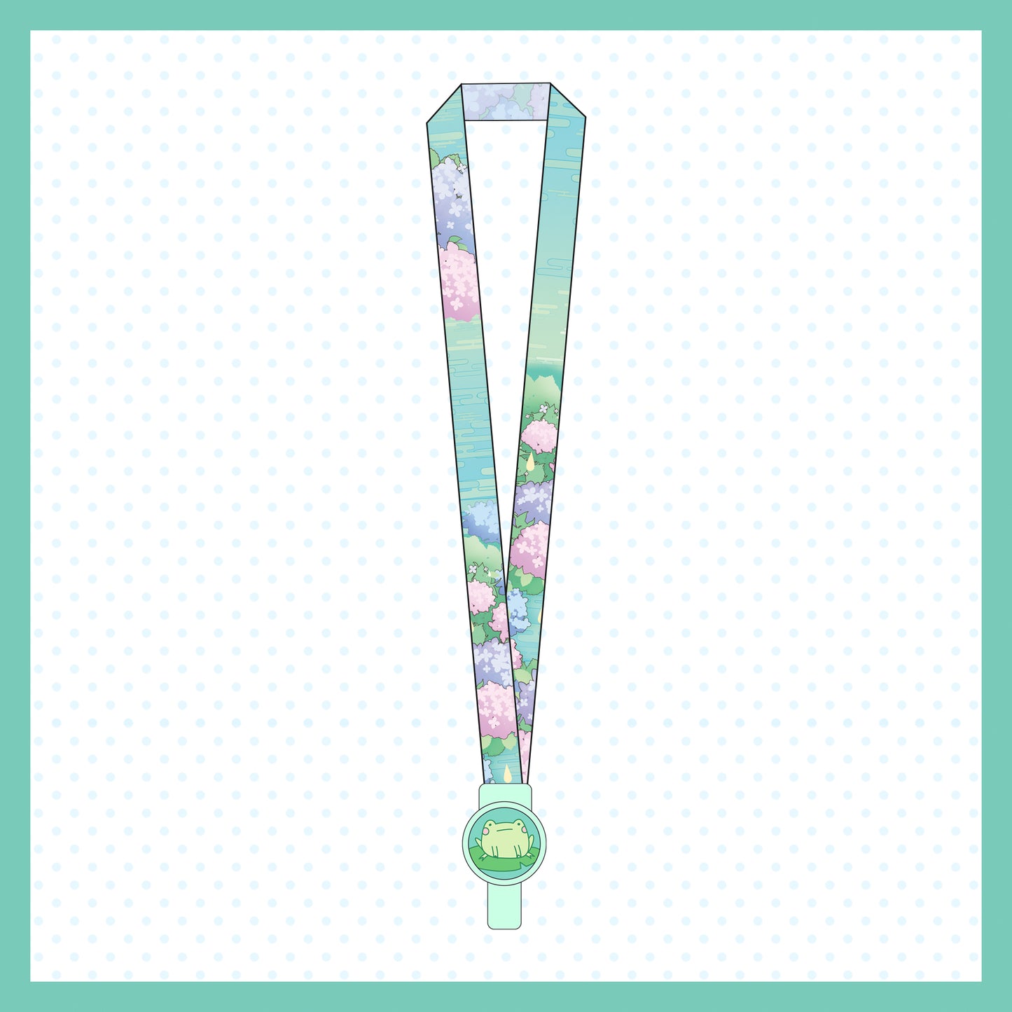Blob the Frog Hydrangea Card Case and Lanyard