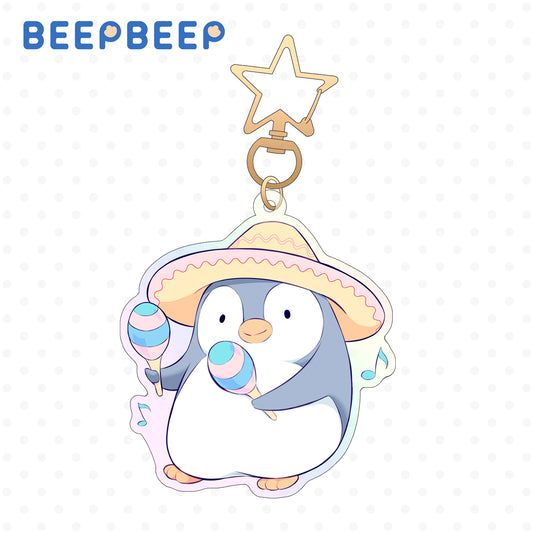 Beep Beep the Penguin Playing Maracas Keychain