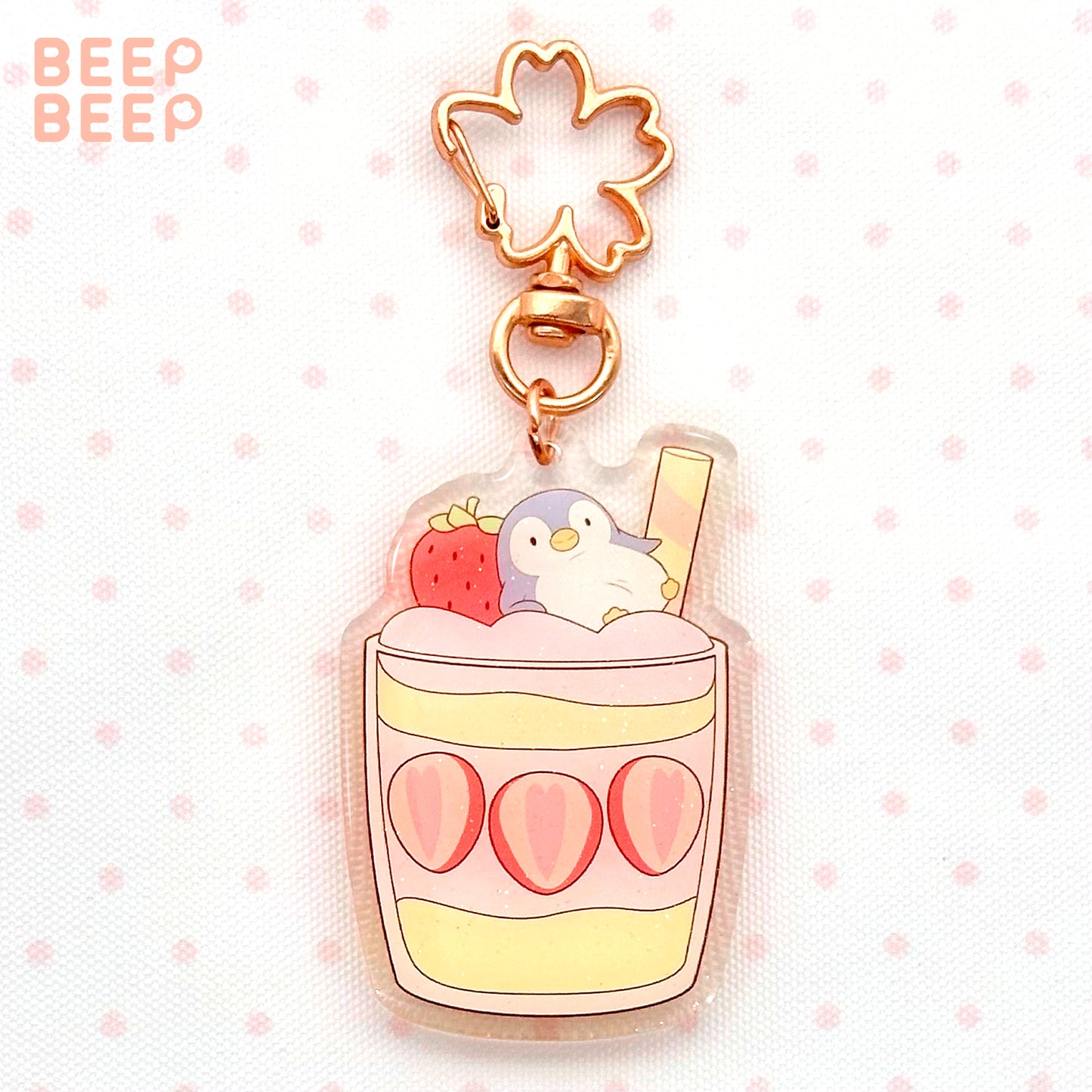 Beep Beep the Penguin Strawberry Parfait Keychain