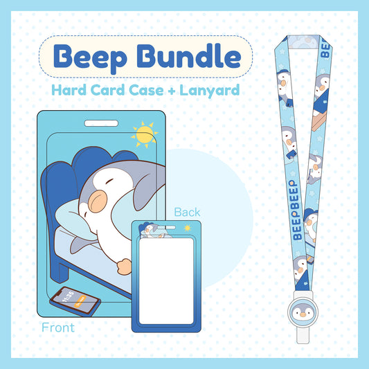 Beep Beep the Penguin Sleeping in Bed Card Case and Lanyard
