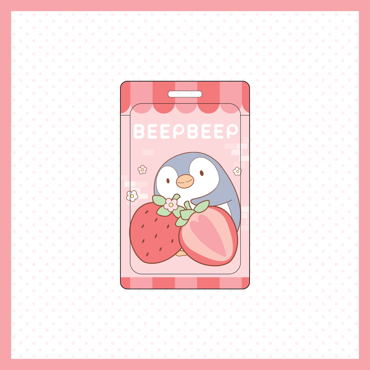 Beep Beep the Penguin Strawberry Harvest Card Case and Lanyard