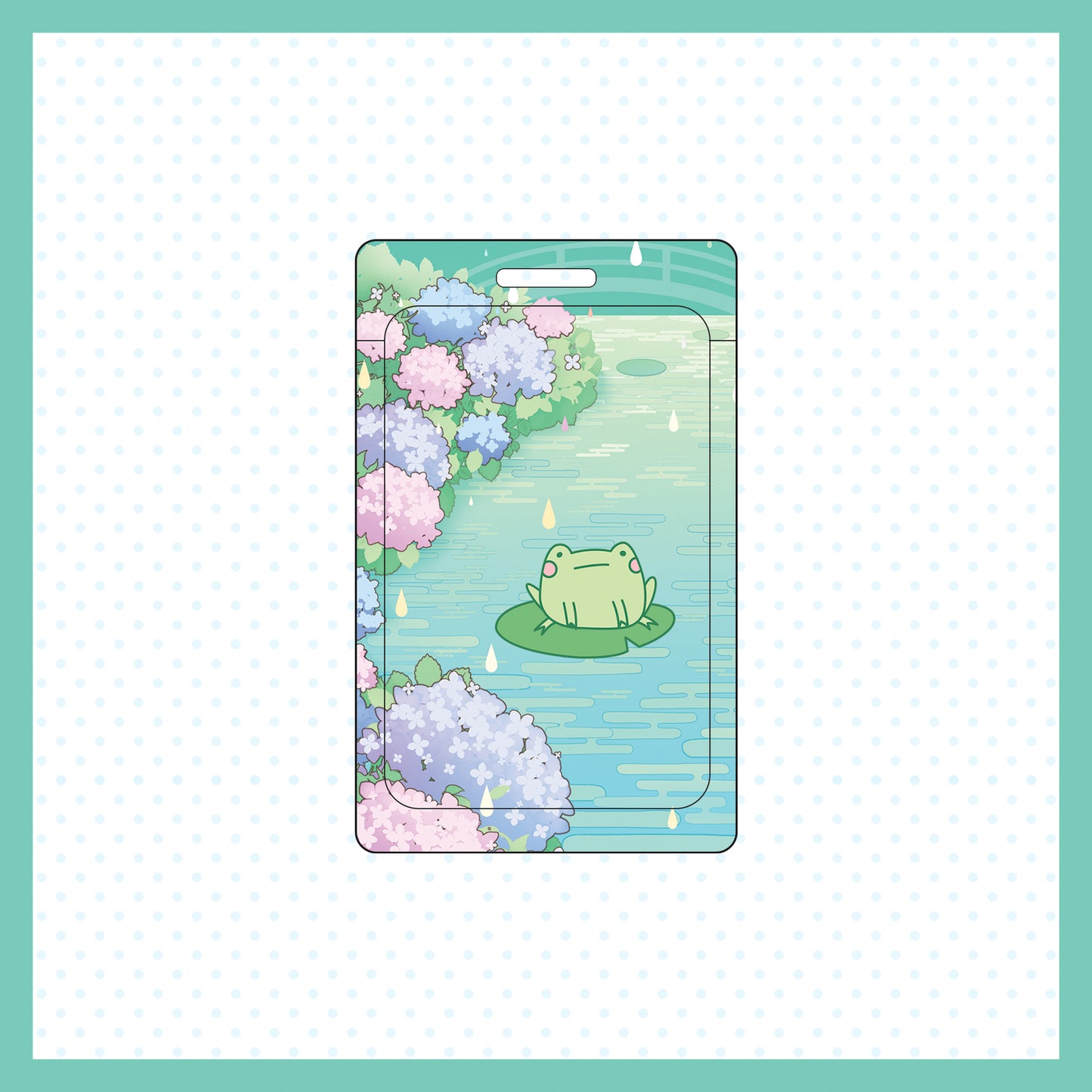 Blob the Frog Hydrangea Card Case and Lanyard