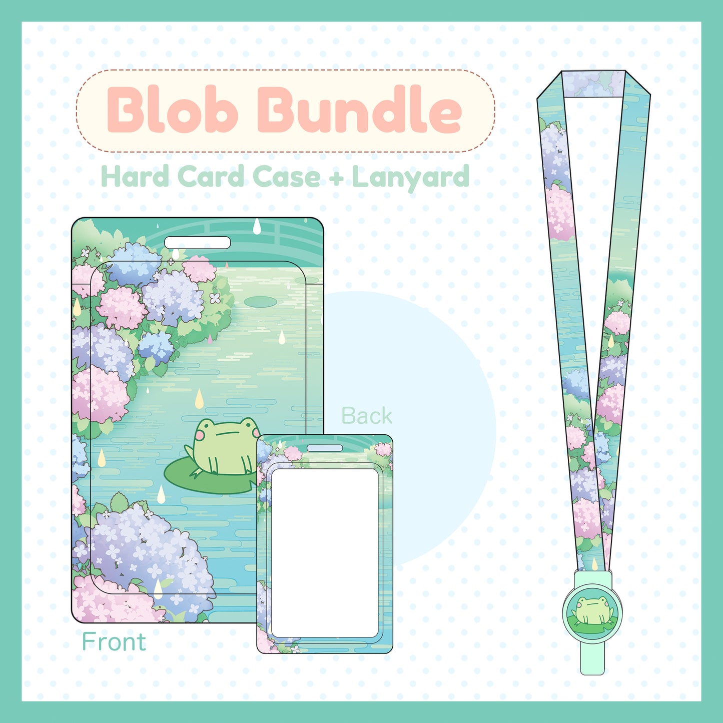 Blob the Frog Hydrangea Card Case and Lanyard