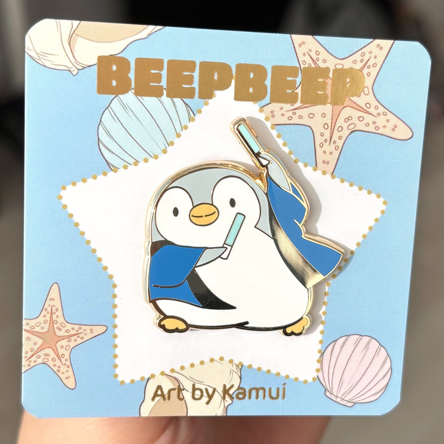 BeepBeep the Penguin Cheering Team Enamel Pin