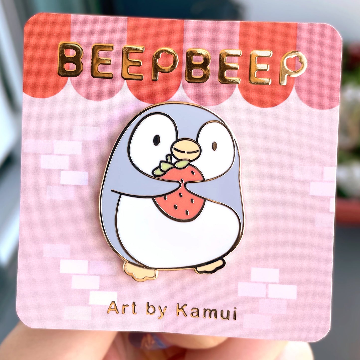 Beep Beep the Penguin Strawberry Harvest Enamel Pin