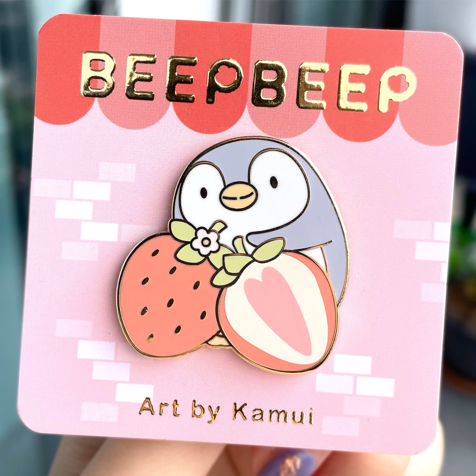 Beep Beep the Penguin Strawberry Harvest Enamel Pin SugarFree