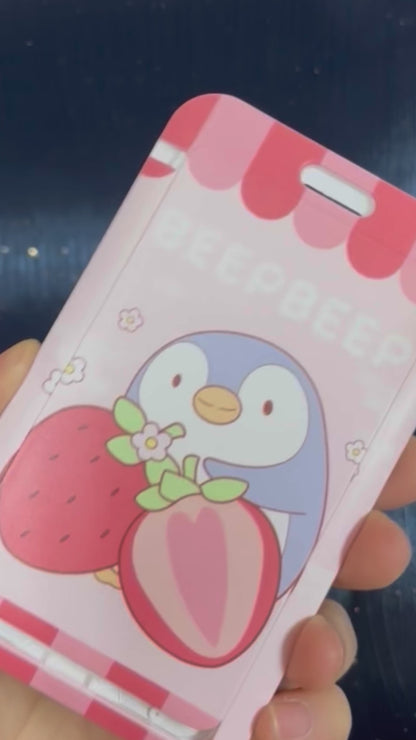 Beep Beep the Penguin Strawberry Harvest Card Case and Lanyard