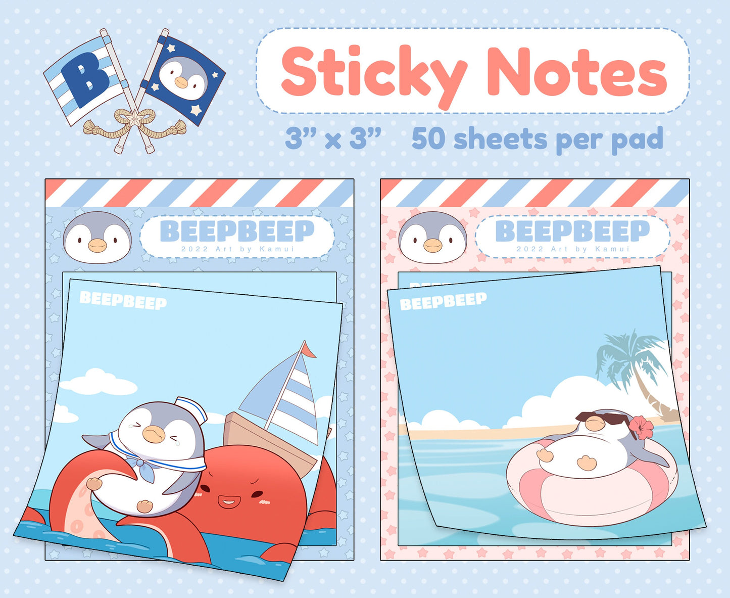 Beep Beep the Penguin Summer Adventure Sticky Notes