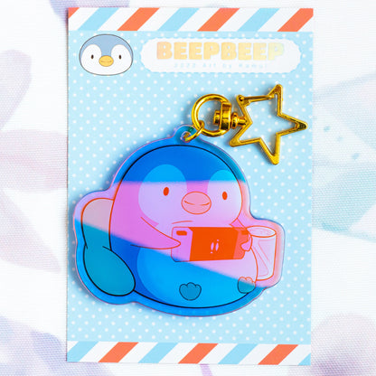 Beep Beep the Penguin Playing Nintendo Switch Cute Keychain