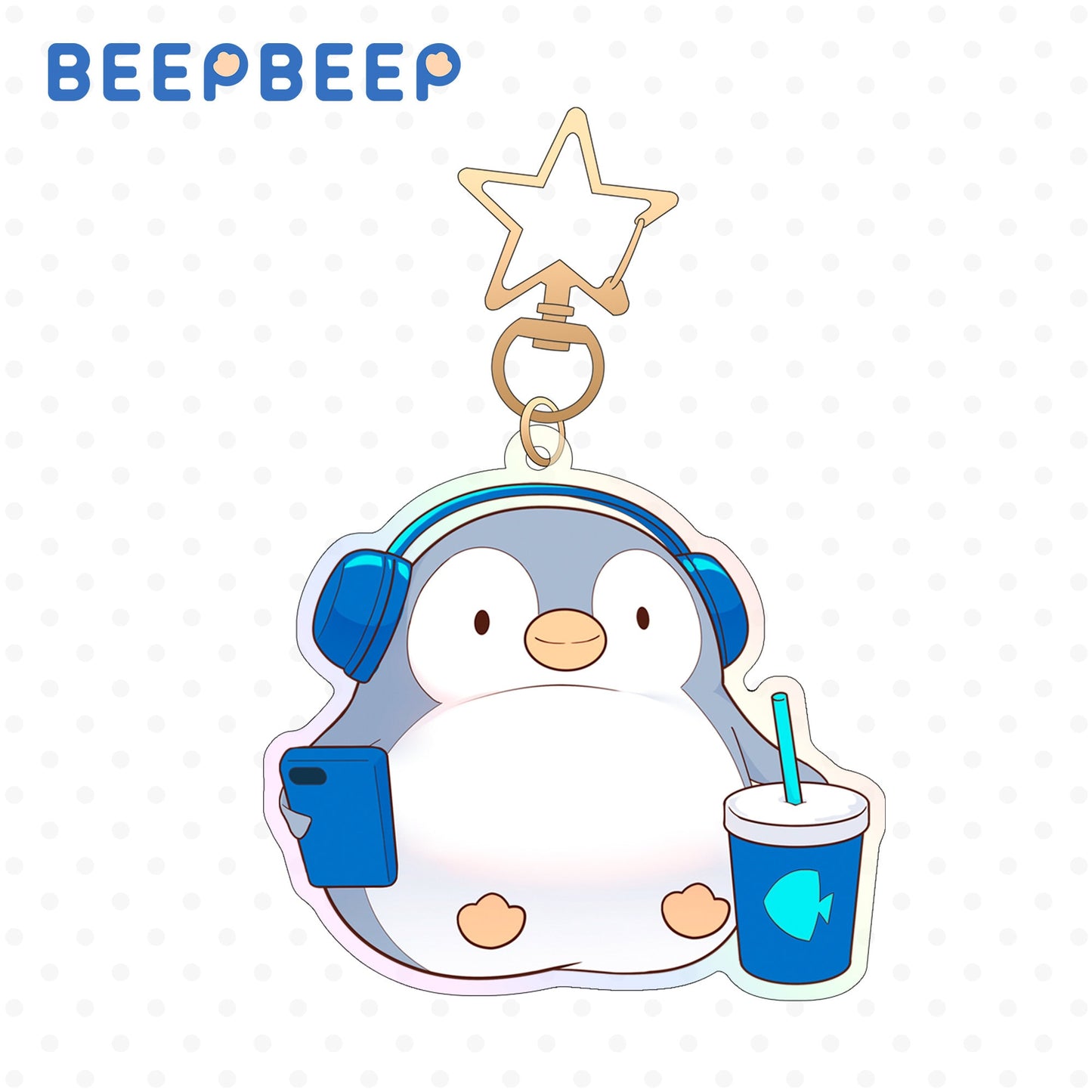 Beep Beep the Penguin Headphone Keychain