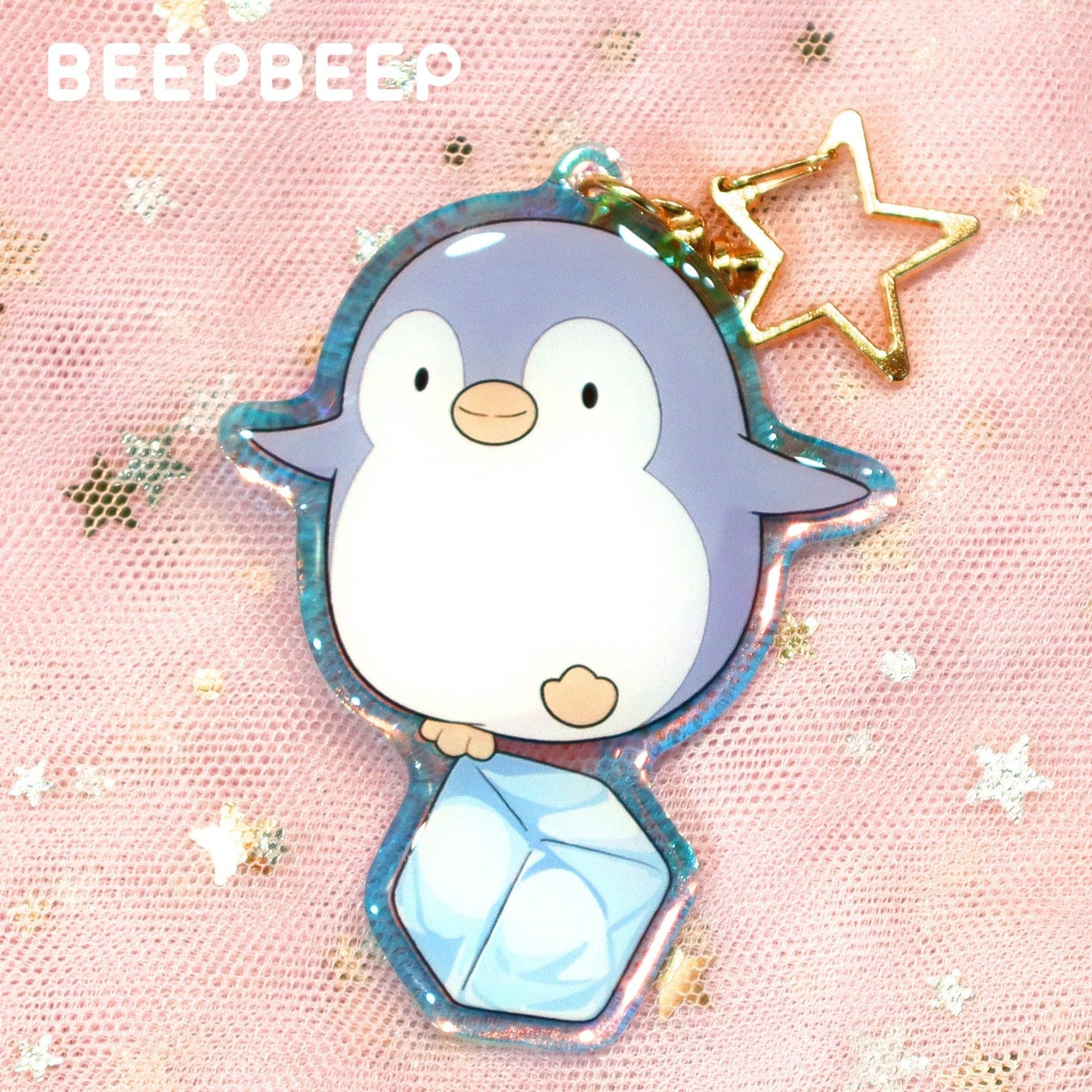 Beep Beep the Penguin Standing on Ice Keychain